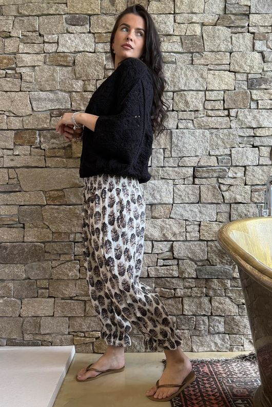 Benito Crochet Cotton Carmen Cardigan Black